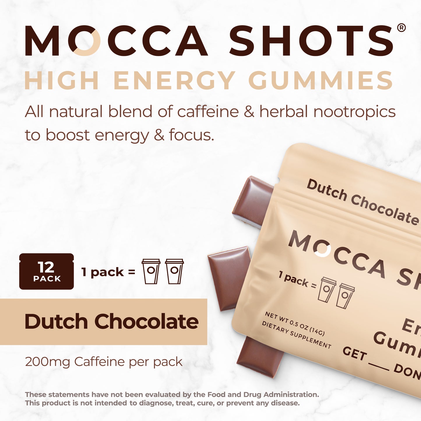 Mocca Shots - High Energy Gummies - 12 Pack